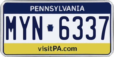 PA license plate MYN6337