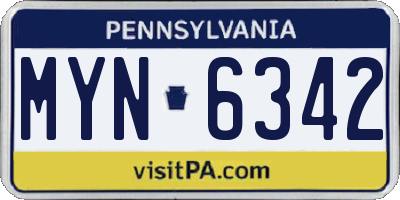 PA license plate MYN6342