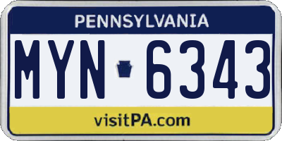 PA license plate MYN6343