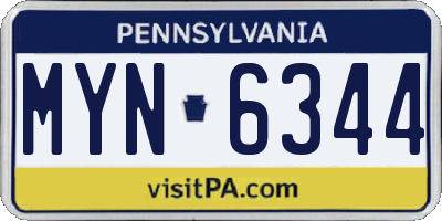 PA license plate MYN6344