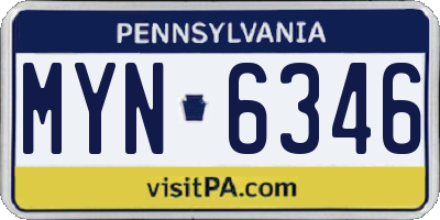 PA license plate MYN6346