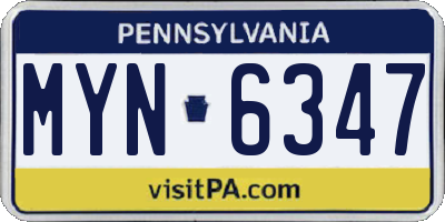 PA license plate MYN6347