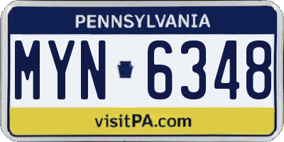 PA license plate MYN6348