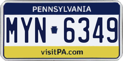 PA license plate MYN6349