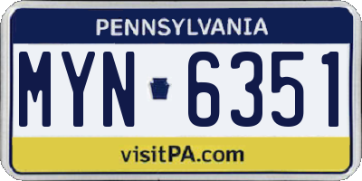 PA license plate MYN6351