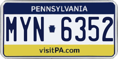 PA license plate MYN6352