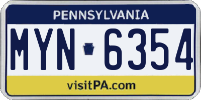 PA license plate MYN6354