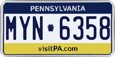 PA license plate MYN6358