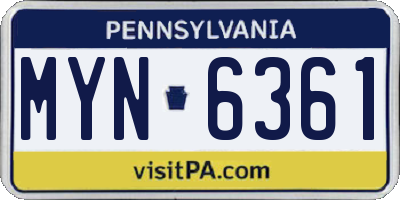 PA license plate MYN6361