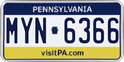 PA license plate MYN6366