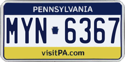 PA license plate MYN6367