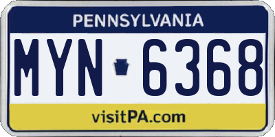 PA license plate MYN6368