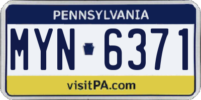 PA license plate MYN6371