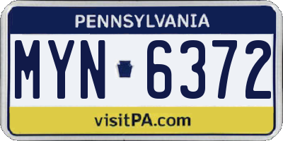 PA license plate MYN6372