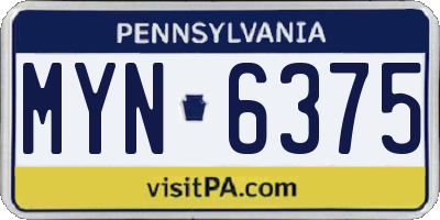 PA license plate MYN6375