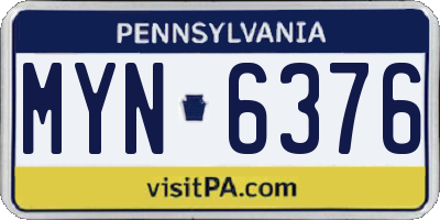 PA license plate MYN6376