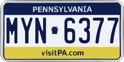 PA license plate MYN6377