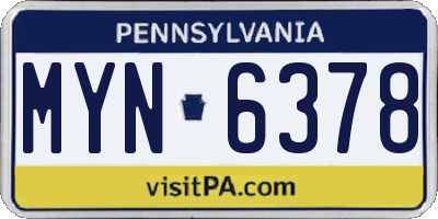 PA license plate MYN6378