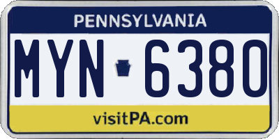 PA license plate MYN6380