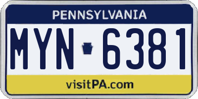 PA license plate MYN6381