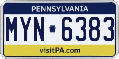 PA license plate MYN6383
