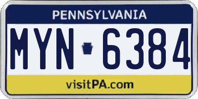PA license plate MYN6384