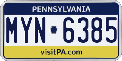 PA license plate MYN6385