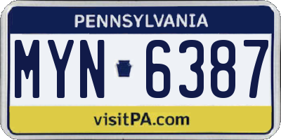 PA license plate MYN6387