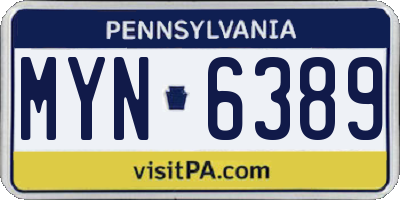 PA license plate MYN6389