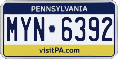 PA license plate MYN6392