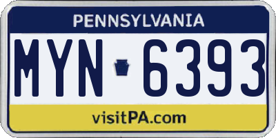 PA license plate MYN6393