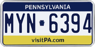 PA license plate MYN6394