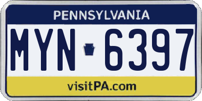 PA license plate MYN6397
