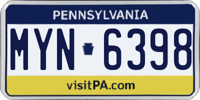 PA license plate MYN6398