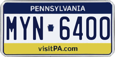 PA license plate MYN6400