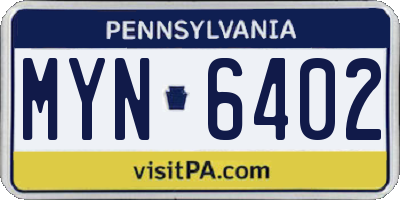 PA license plate MYN6402