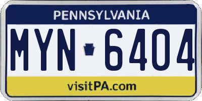 PA license plate MYN6404