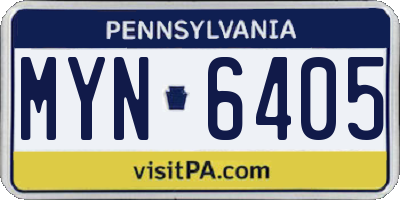 PA license plate MYN6405