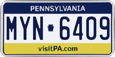 PA license plate MYN6409