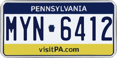 PA license plate MYN6412