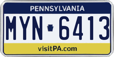 PA license plate MYN6413