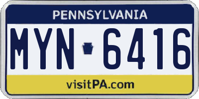 PA license plate MYN6416