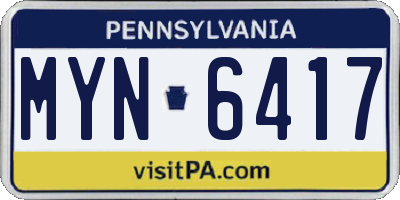 PA license plate MYN6417