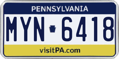 PA license plate MYN6418