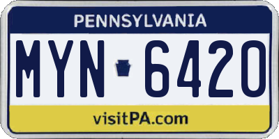 PA license plate MYN6420