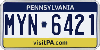 PA license plate MYN6421