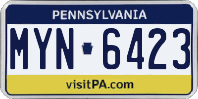 PA license plate MYN6423