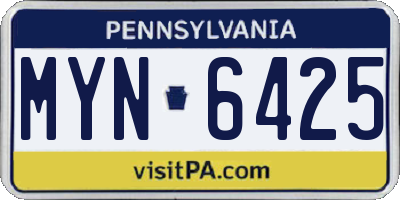 PA license plate MYN6425