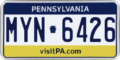 PA license plate MYN6426