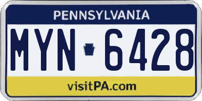 PA license plate MYN6428